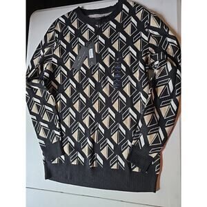 SHAQ Shaquille O'Neal Sweater Men XLT XLG Brown Black Geo‎ Pattern Pullover